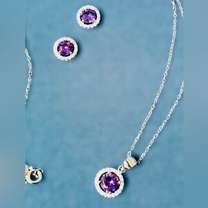 925 Silver and Purple Amethyst Jewelry Set